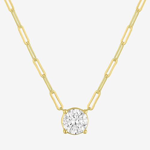 Diamond Addiction (G-H / Si2-I1) Womens 1 CT. T.W. Lab Grown White Diamond 10K Gold Round 18 Inch Pendant Necklace, One Size, Yellow