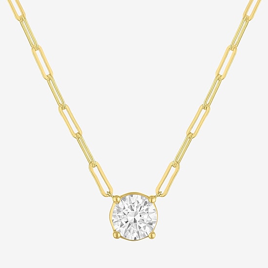 Diamond Addiction (G-H / Si2-I1) Womens 1 CT. T.W. Lab Grown White Diamond 10K Gold Round 18 Inch Pendant Necklace