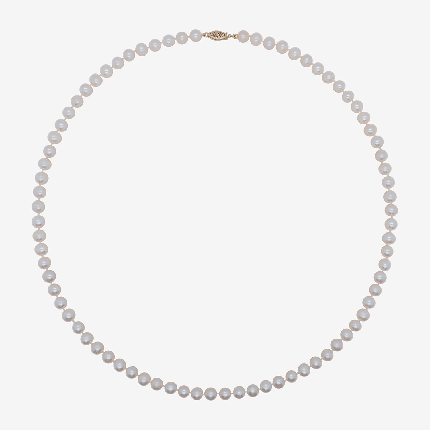 Womens White 10K Gold 24 Inch Strand Necklace