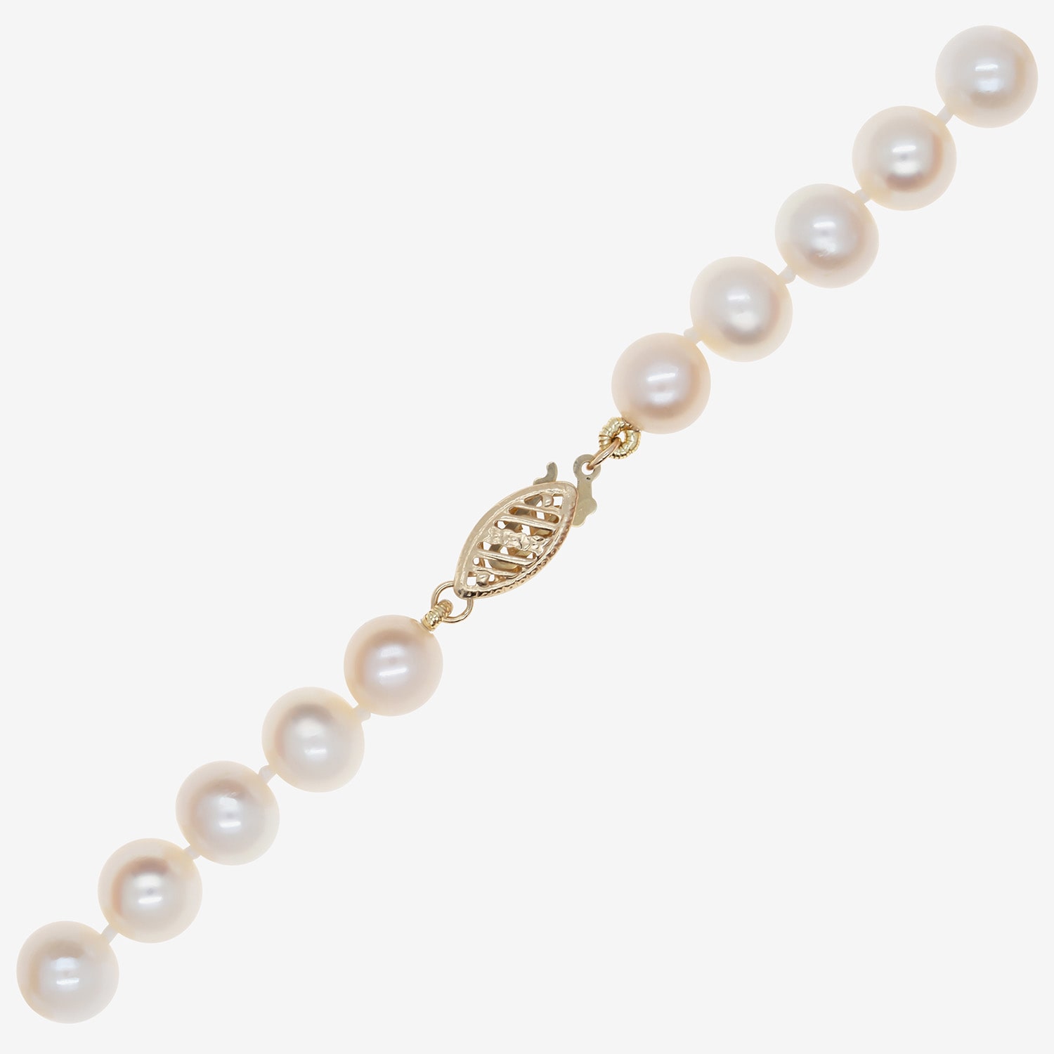 Womens White 10K Gold 24 Inch Strand Necklace