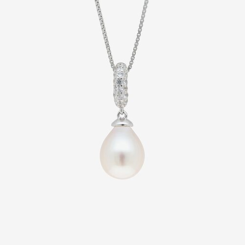 Womens White Cultured Freshwater Pearl Sterling Silver Pear 18 Inch Pendant Necklace, One Size, White