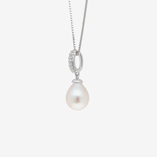 Womens White Cultured Freshwater Pearl Sterling Silver Pear 18 Inch Pendant Necklace