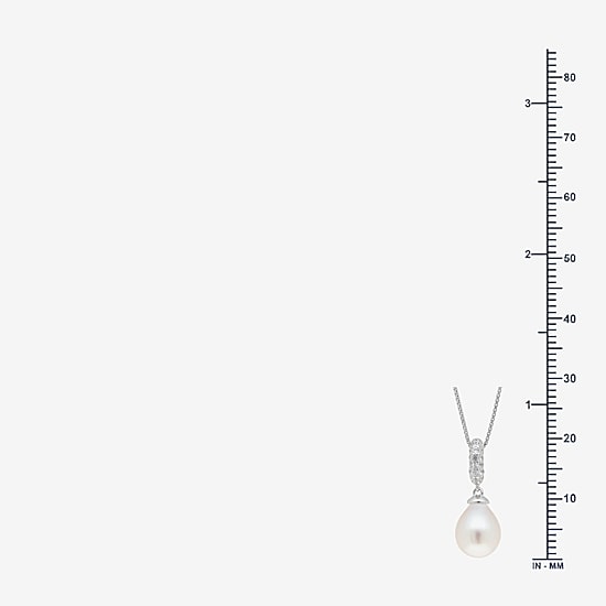 Womens White Cultured Freshwater Pearl Sterling Silver Pear 18 Inch Pendant Necklace