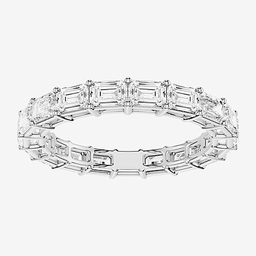 True Fit. (F / Si2) Womens 3MM 3 CT. T.W. Lab Grown White Diamond 10K Gold Eternity Wedding Band, 8, White