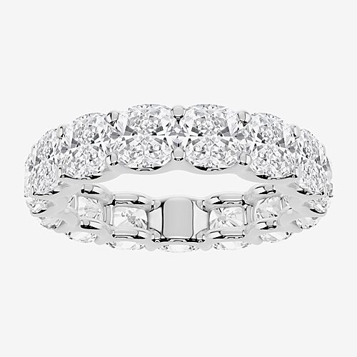 True Fit (F / Si2) Womens 4.5MM 8 Ct.T.W. Lab Grown White Diamond 10K Gold Cushion Eternity Wedding Band, 5, White