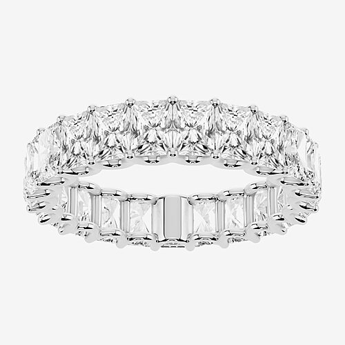 True Fit (F / Si2) Womens 4MM 4 CT. T.W. Lab Grown White Diamond 10K Gold Oval Eternity Wedding Band, 8, White
