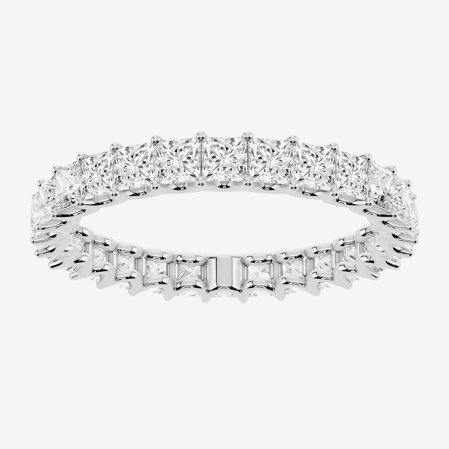 True Fit. (F / Si2) Womens 2.5MM 2 CT. T.W. Lab Grown White Diamond 10K Gold Eternity Wedding Band, 8, White