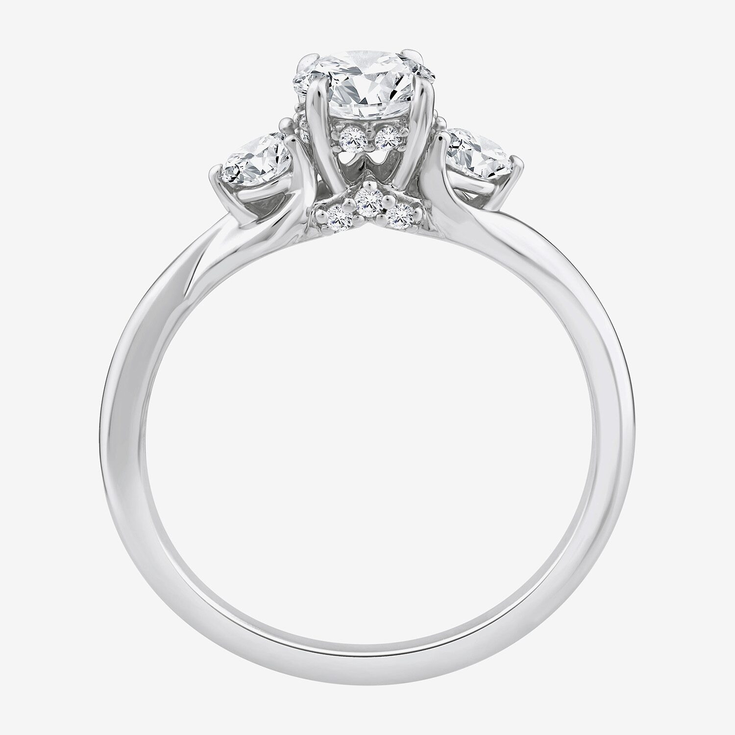 Love Lives Forever (F / Vs2) Womens CT. T.W. Lab Grown White Diamond 10K Gold Round 3-Stone Engagement Ring