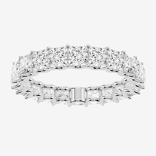 True Fit. (F / Si2) Womens 4MM 3 CT. T.W. Lab Grown White Diamond 10K Gold Eternity Wedding Band, 8, White