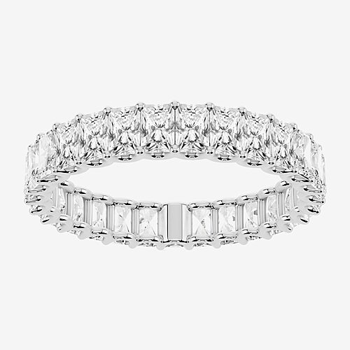 True Fit (F / Si2) Womens 3MM 2 CT. T.W. Lab Grown White Diamond 10K Gold Oval Eternity Wedding Band, 8, White