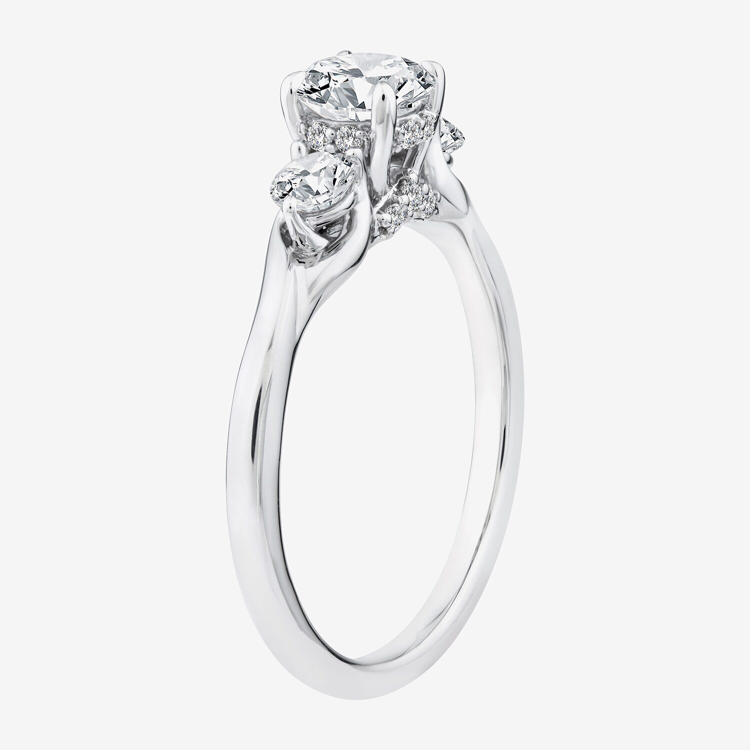 Love Lives Forever (F / Vs2) Womens CT. T.W. Lab Grown White Diamond 10K Gold Round 3-Stone Engagement Ring
