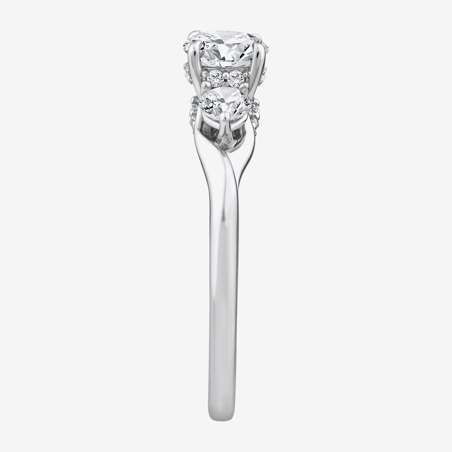 Love Lives Forever (F / Vs2) Womens CT. T.W. Lab Grown White Diamond 10K Gold Round 3-Stone Engagement Ring