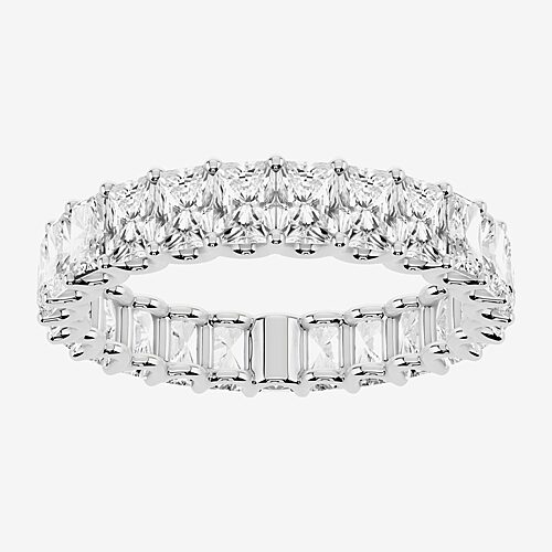 True Fit (F / Si2) Womens 3.5MM 3 CT. T.W. Lab Grown White Diamond 10K Gold Oval Eternity Wedding Band, 8, White