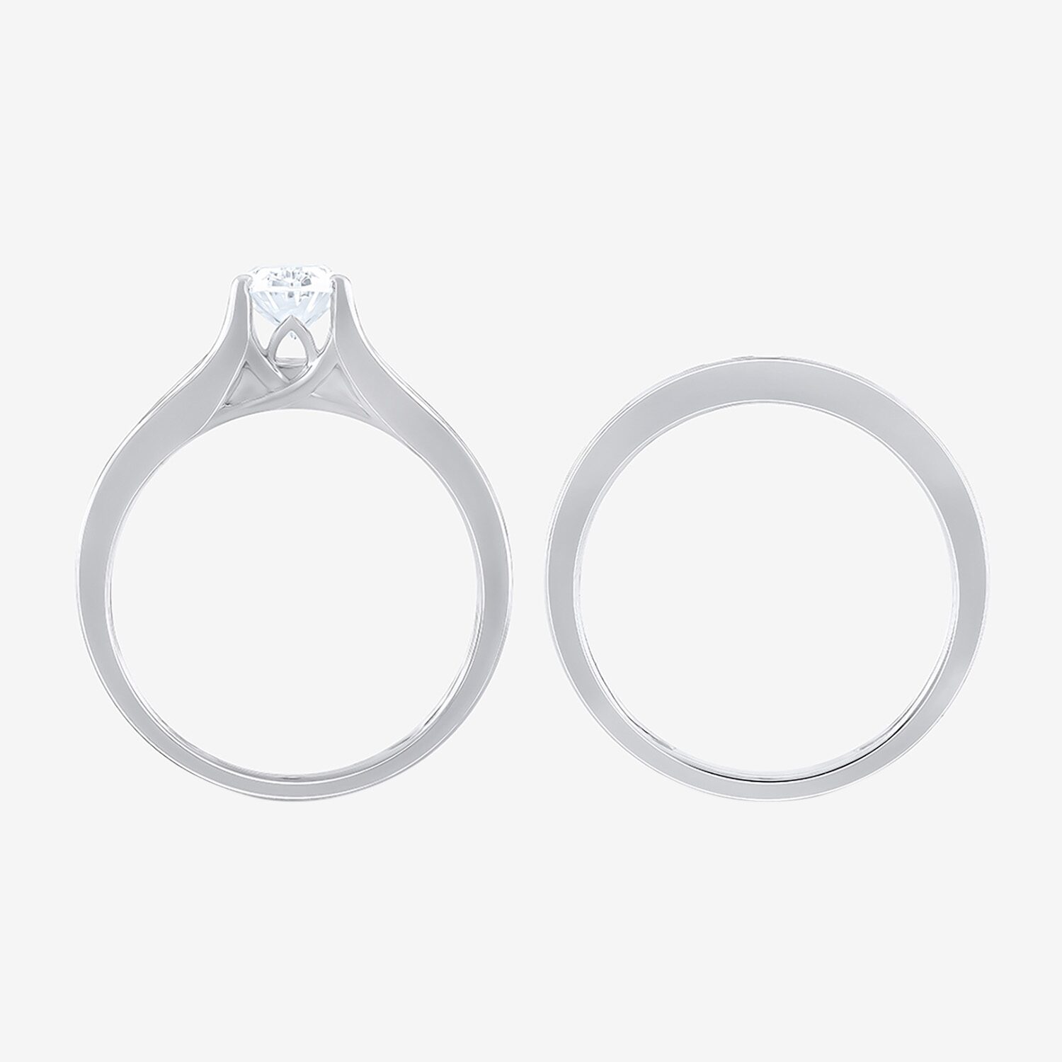 (F / Vs2) Womens 2 CT. T.W. Lab Grown White Diamond 10K Gold Oval Side Stone Bridal Set