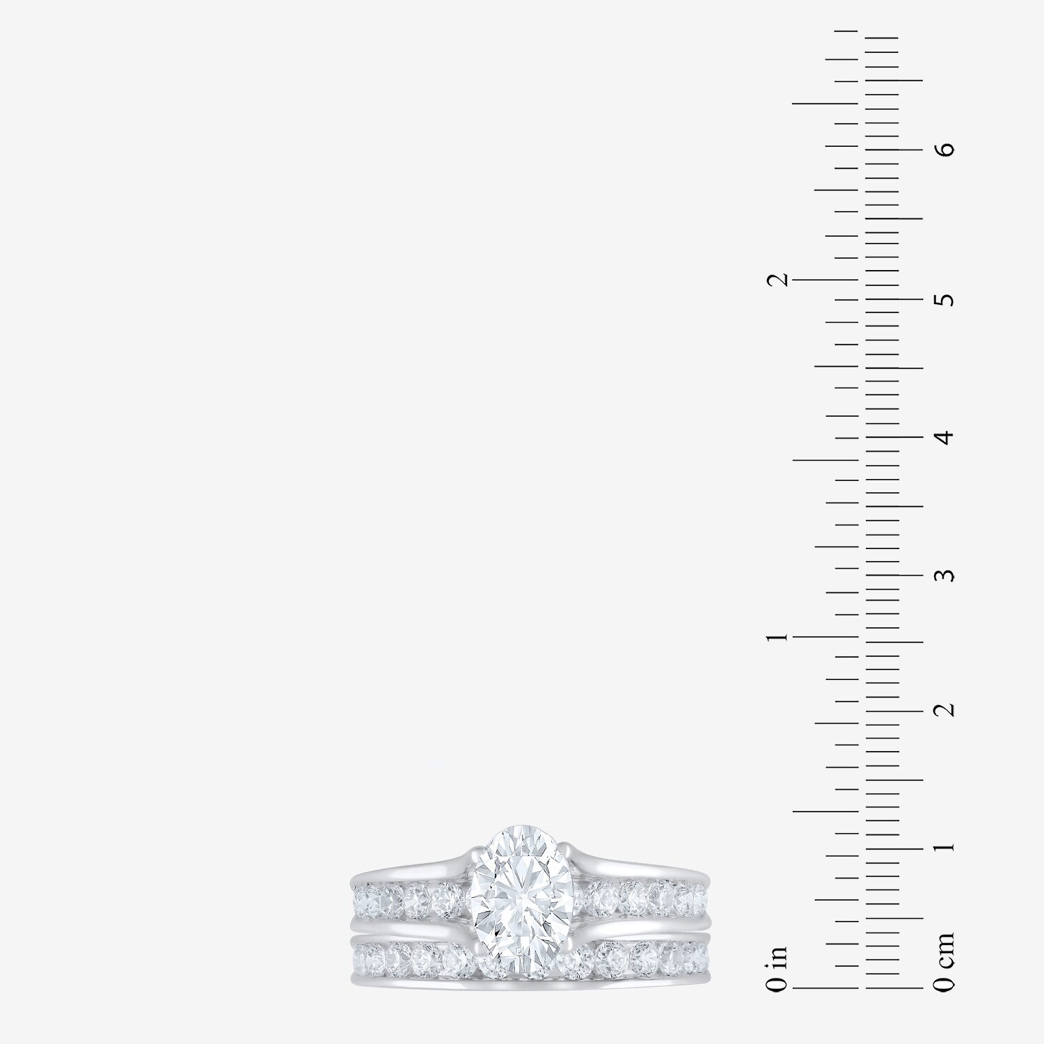 (F / Vs2) Womens 2 CT. T.W. Lab Grown White Diamond 10K Gold Oval Side Stone Bridal Set