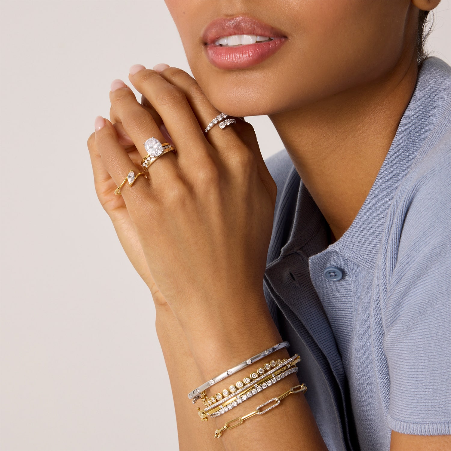 Diamond Addiction (G-H / Si2-I1) Womens Lab Grown Diamond 10K Gold 8 Inch Hollow Paperclip Chain Bracelet