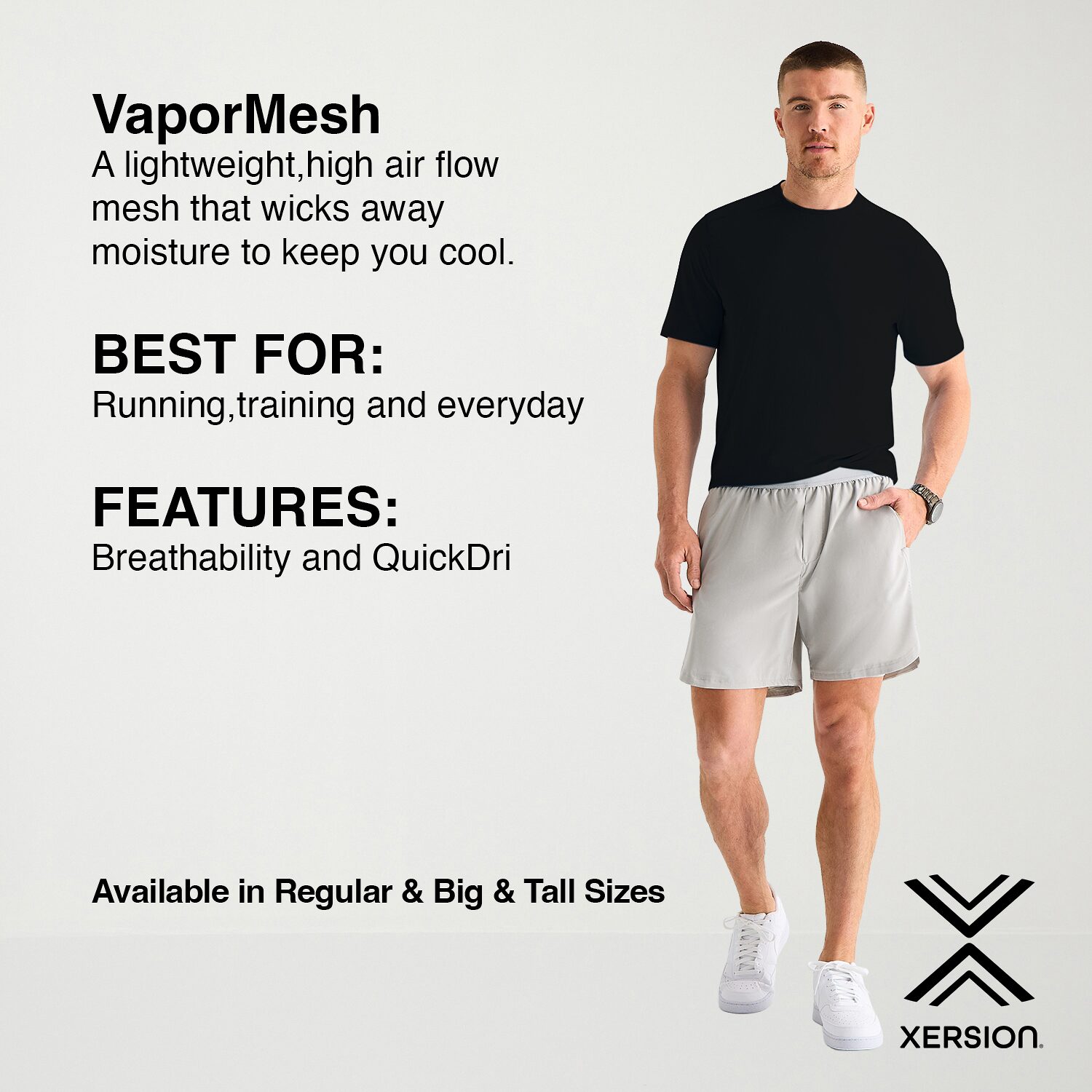 Xersion Mens Crew Neck Short Sleeve Quick Dry Active T-Shirt