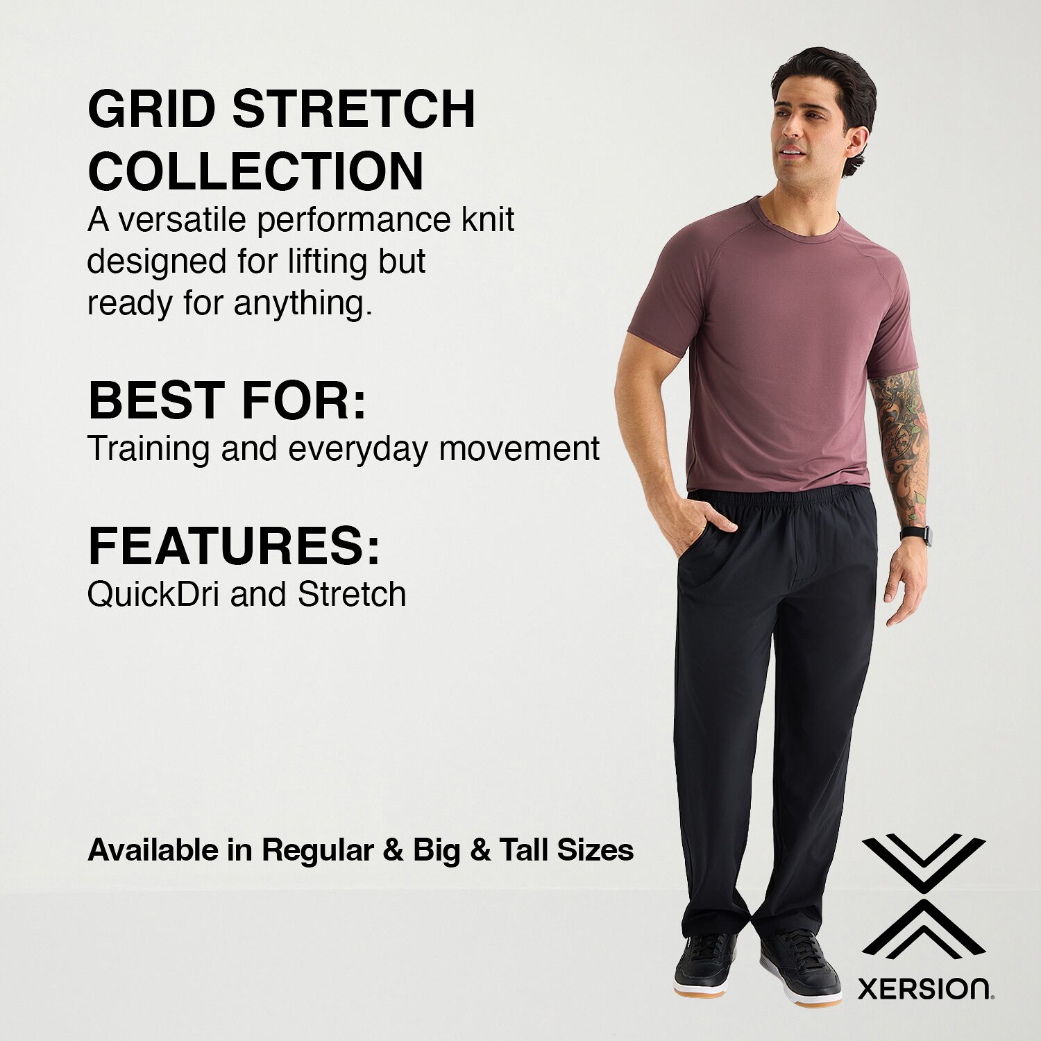 Xersion Mens Crew Neck Short Sleeve Quick Dry Big T-Shirt