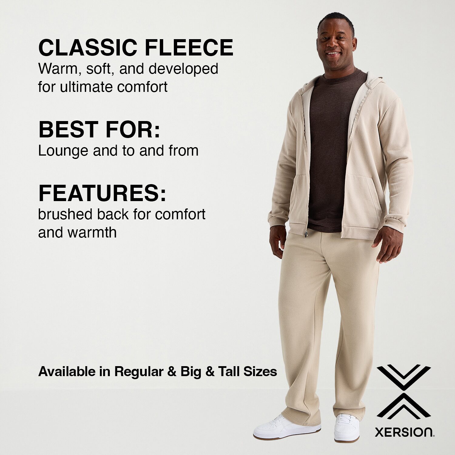 Xersion Sweatshirt Mens Long Sleeve Zipper Active Big and Tall Hoodie