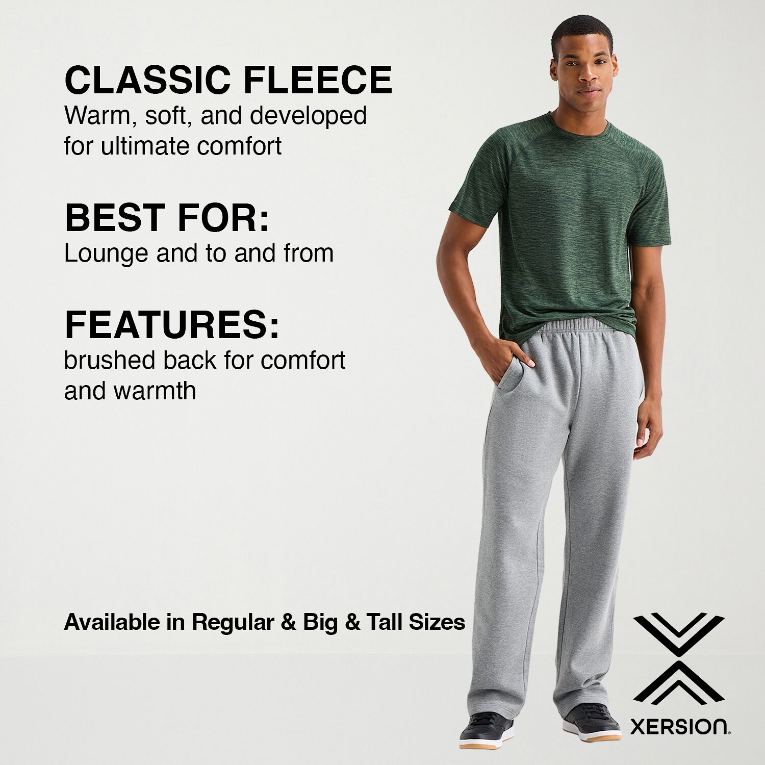 Xersion Sweatpant Mens Straight Mid Rise Regular Fit Big and Tall Fleece