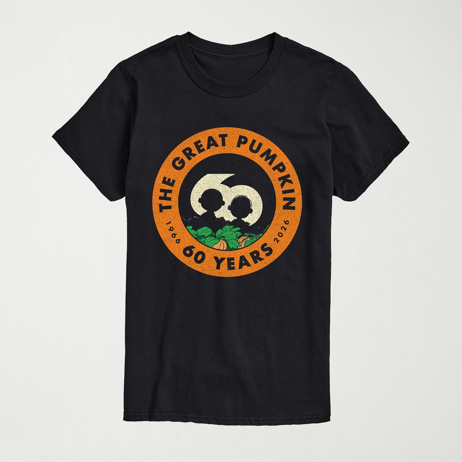Great Pumpkin 60 Logo Mens Crew Neck Short Sleeve Regular Fit Peanuts Graphic T-Shirt