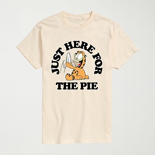 Here For The Pie Thanksgiving Mens Crew Neck Short Sleeve Regular Fit Garfield Graphic T-Shirt, Xx-large, Beige