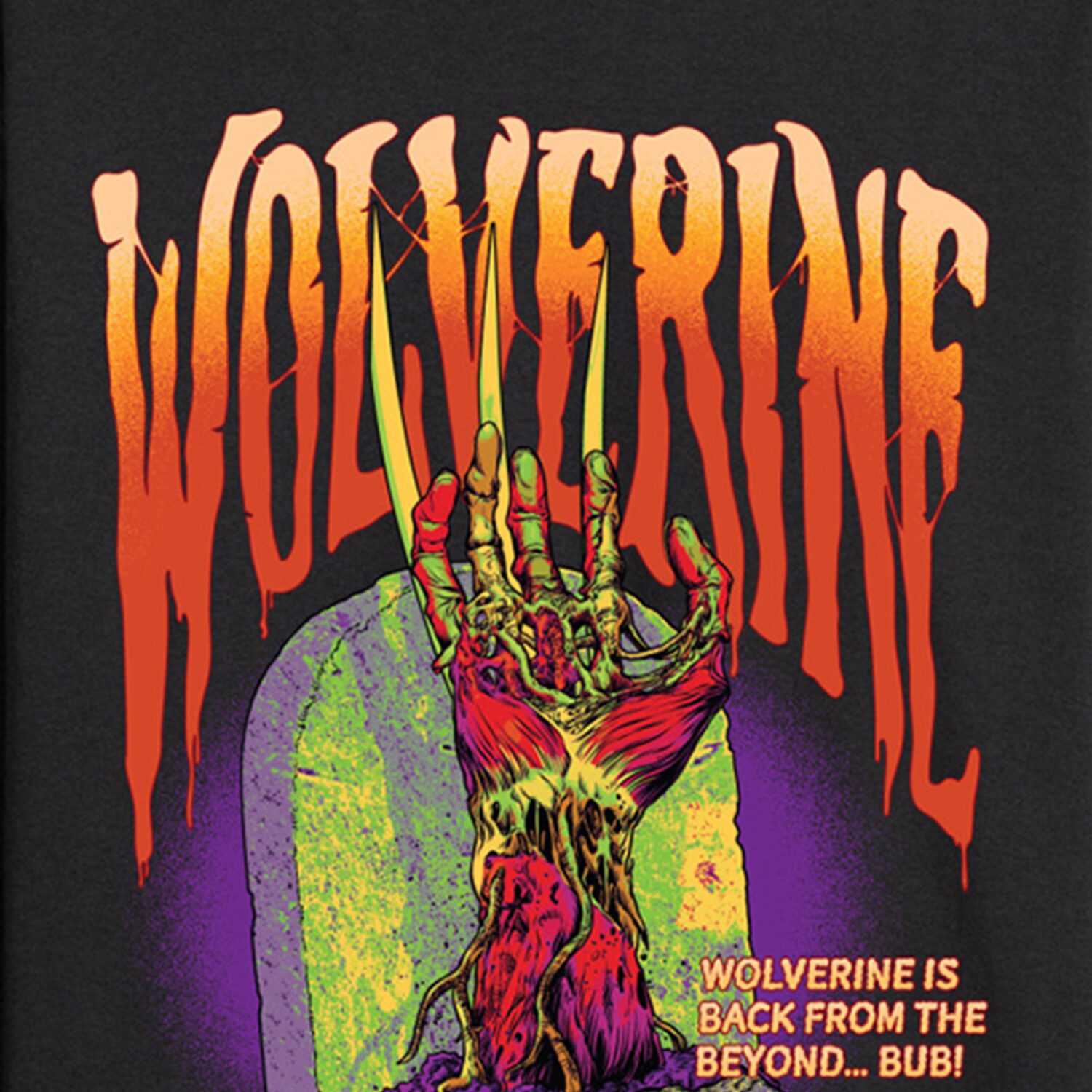 Zombie Wolverine Mens Crew Neck Long Sleeve Regular Fit Marvel Graphic T-Shirt