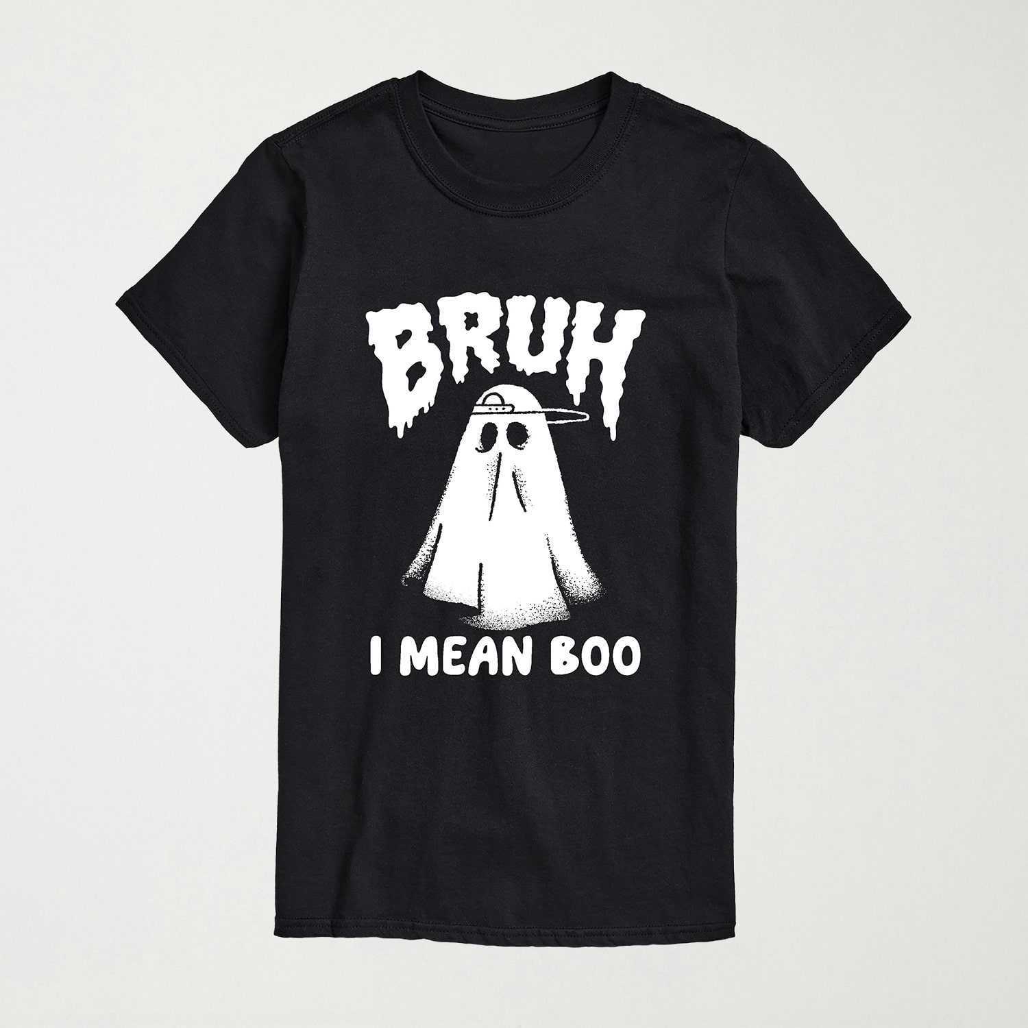 Bruh I Mean Boo Ghost Halloween Mens Crew Neck Short Sleeve Regular Fit Graphic T-Shirt