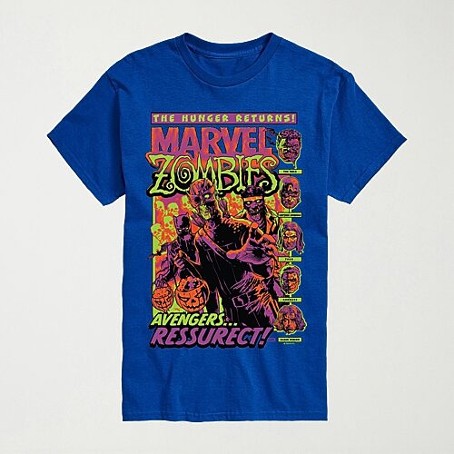 Zombies Mens Crew Neck Short Sleeve Regular Fit Marvel Graphic T-Shirt, Medium, Blue