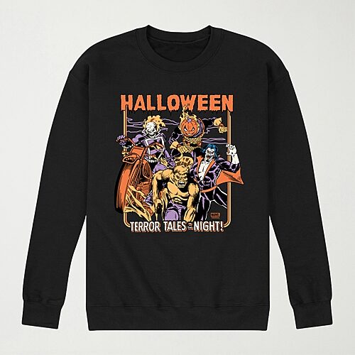 Halloween Terror Tales Mens Crew Neck Long Sleeve Regular Fit Marvel Graphic T-Shirt, Medium, Black