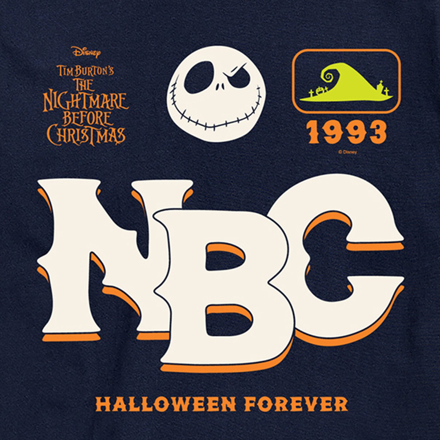 Sports Jersey Mens Crew Neck Short Sleeve Regular Fit Nightmare Before Christmas Graphic T-Shirt
