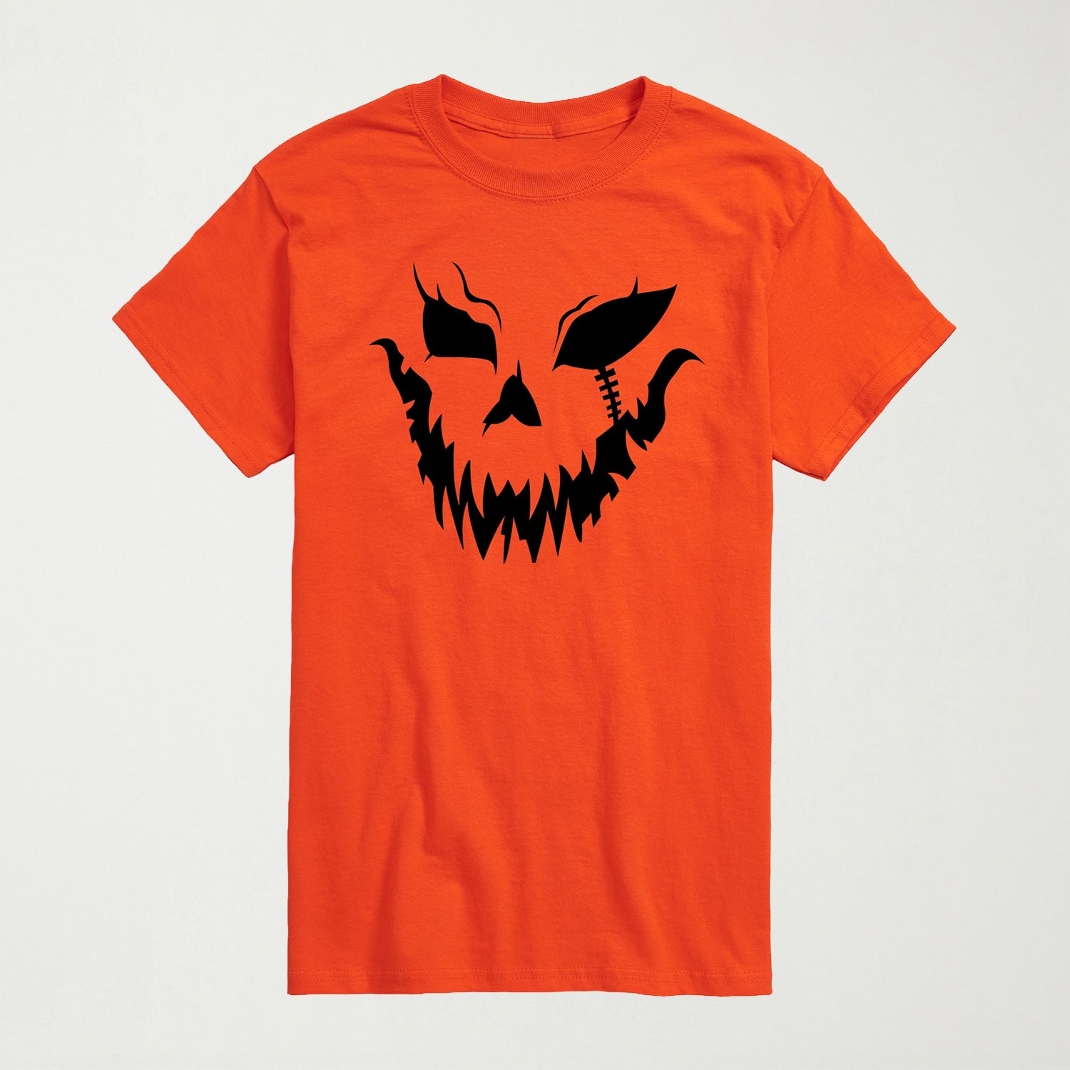 Scary Jack O Lantern Mens Crew Neck Short Sleeve Regular Fit Graphic T-Shirt