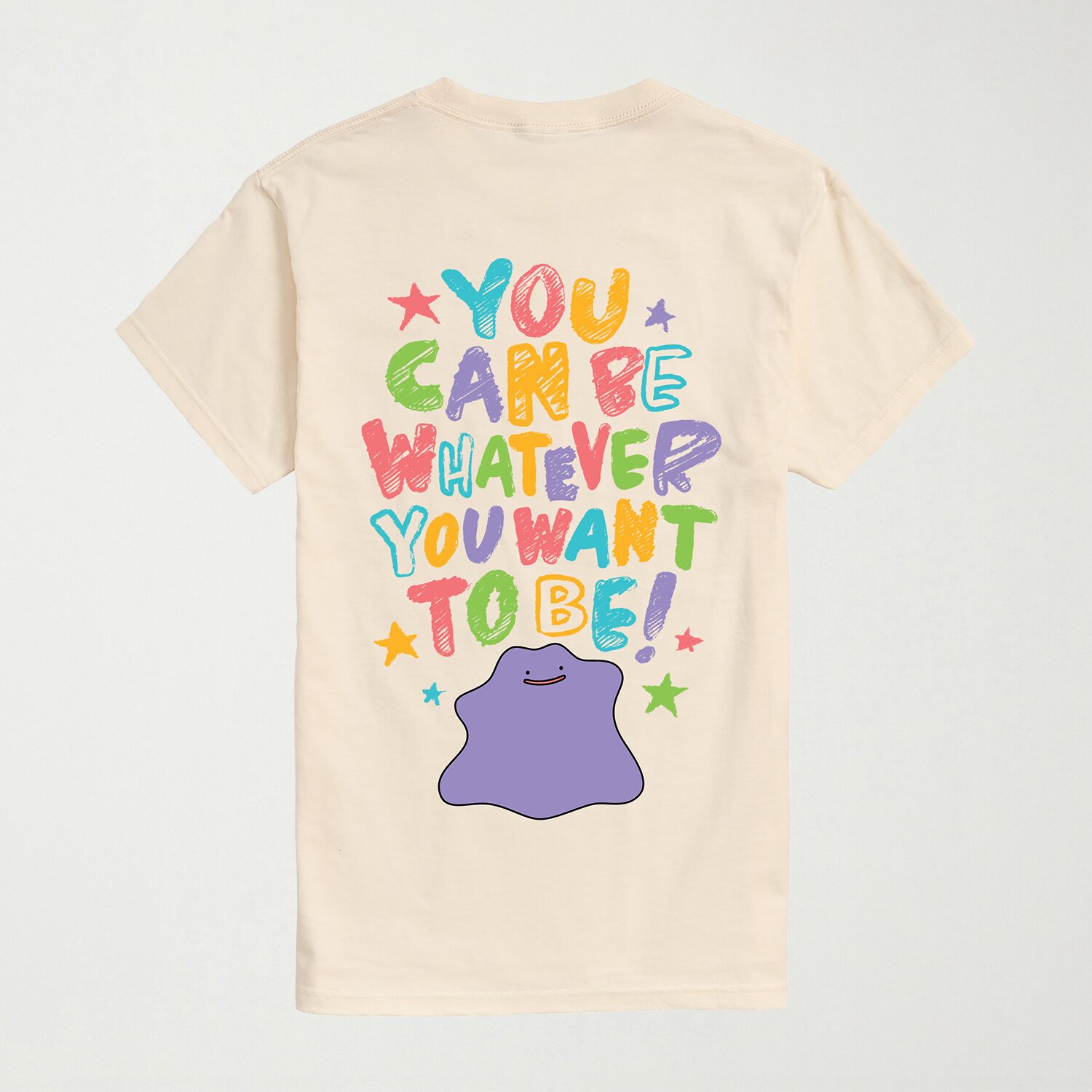 Ditto You Can Be Whatever Want Mens Crew Neck Short Sleeve Regular Fit Pokemon Graphic T-Shirt
