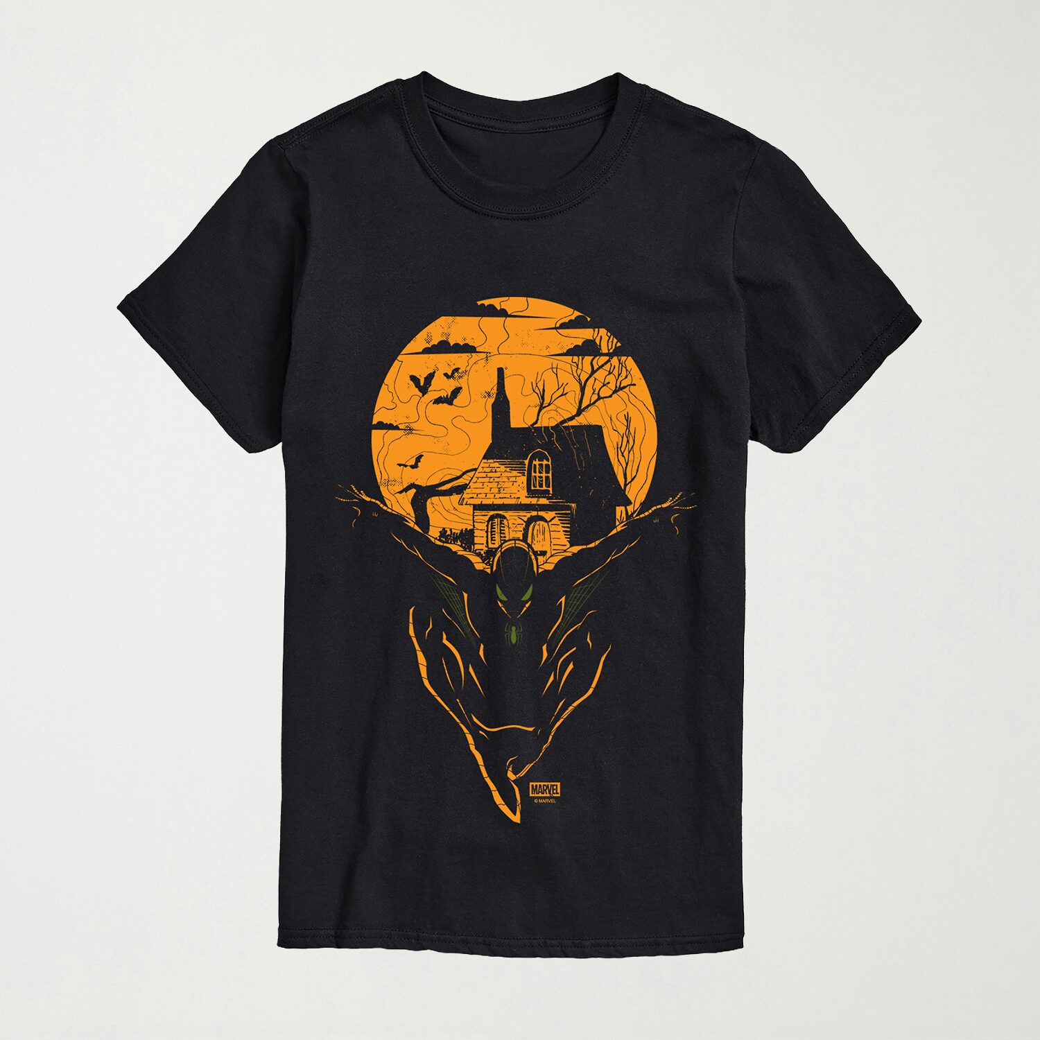 Halloween Moon Mens Crew Neck Short Sleeve Regular Fit Spiderman Graphic T-Shirt