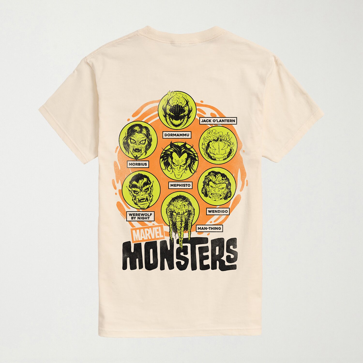 Halloween Monsters Distressed Mens Crew Neck Short Sleeve Regular Fit Marvel Graphic T-Shirt