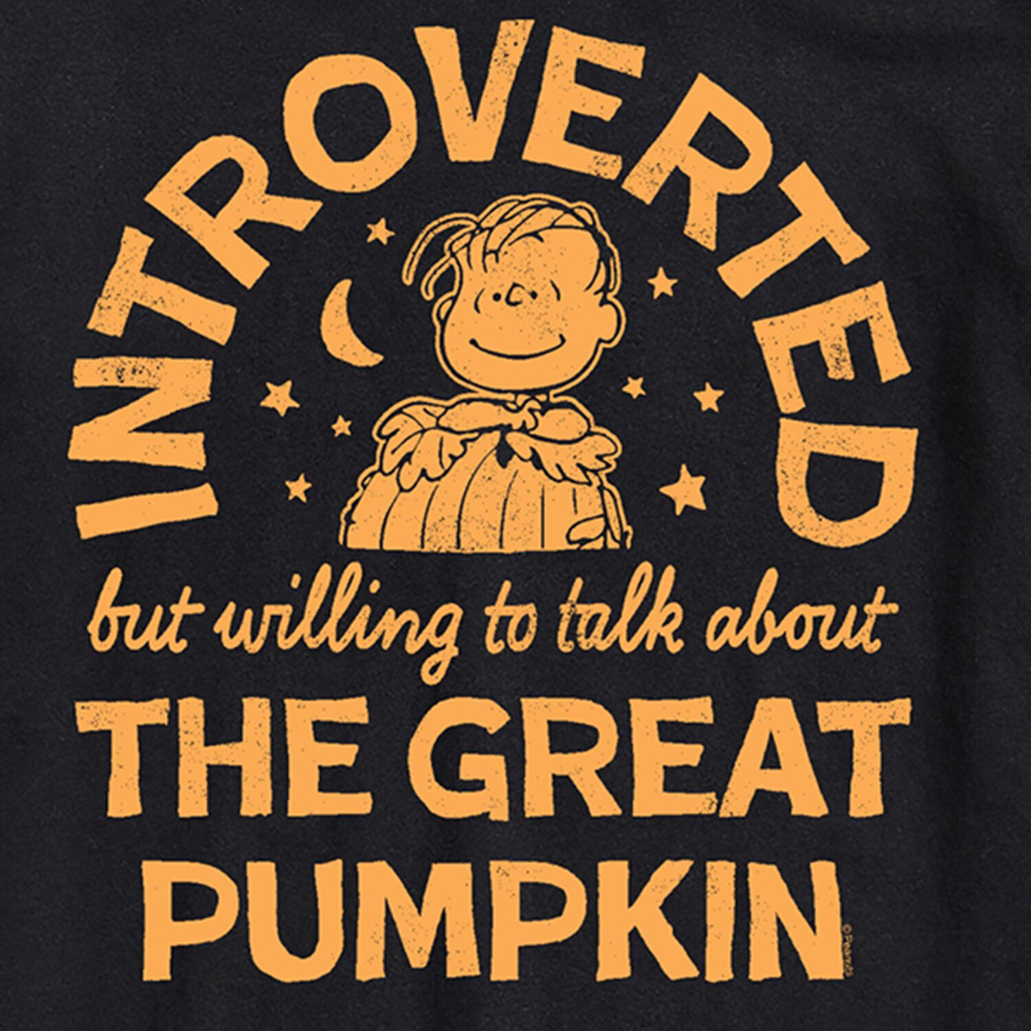 Introverted Great Pumpkin Linus Mens Crew Neck Short Sleeve Regular Fit Peanuts Graphic T-Shirt