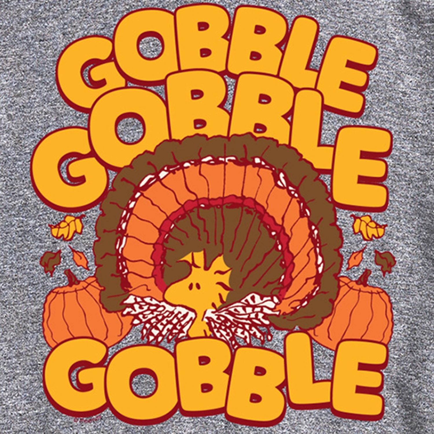Gobble Woodstock Thanksgiving Turkey Mens Crew Neck Short Sleeve Regular Fit Peanuts Graphic T-Shirt