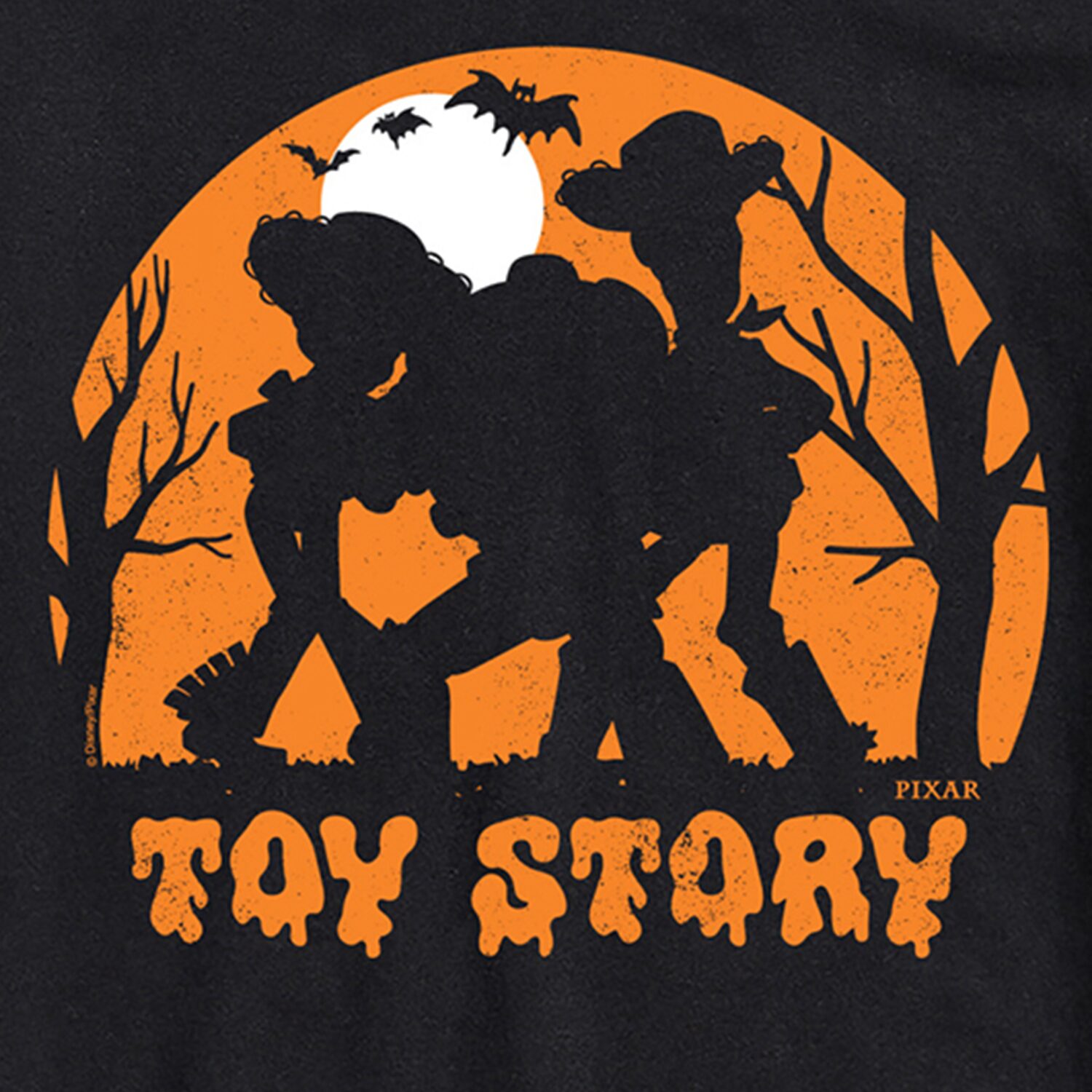 Toy Story Scary Halloween Silhouette Mens Crew Neck Short Sleeve Regular Fit Graphic T-Shirt