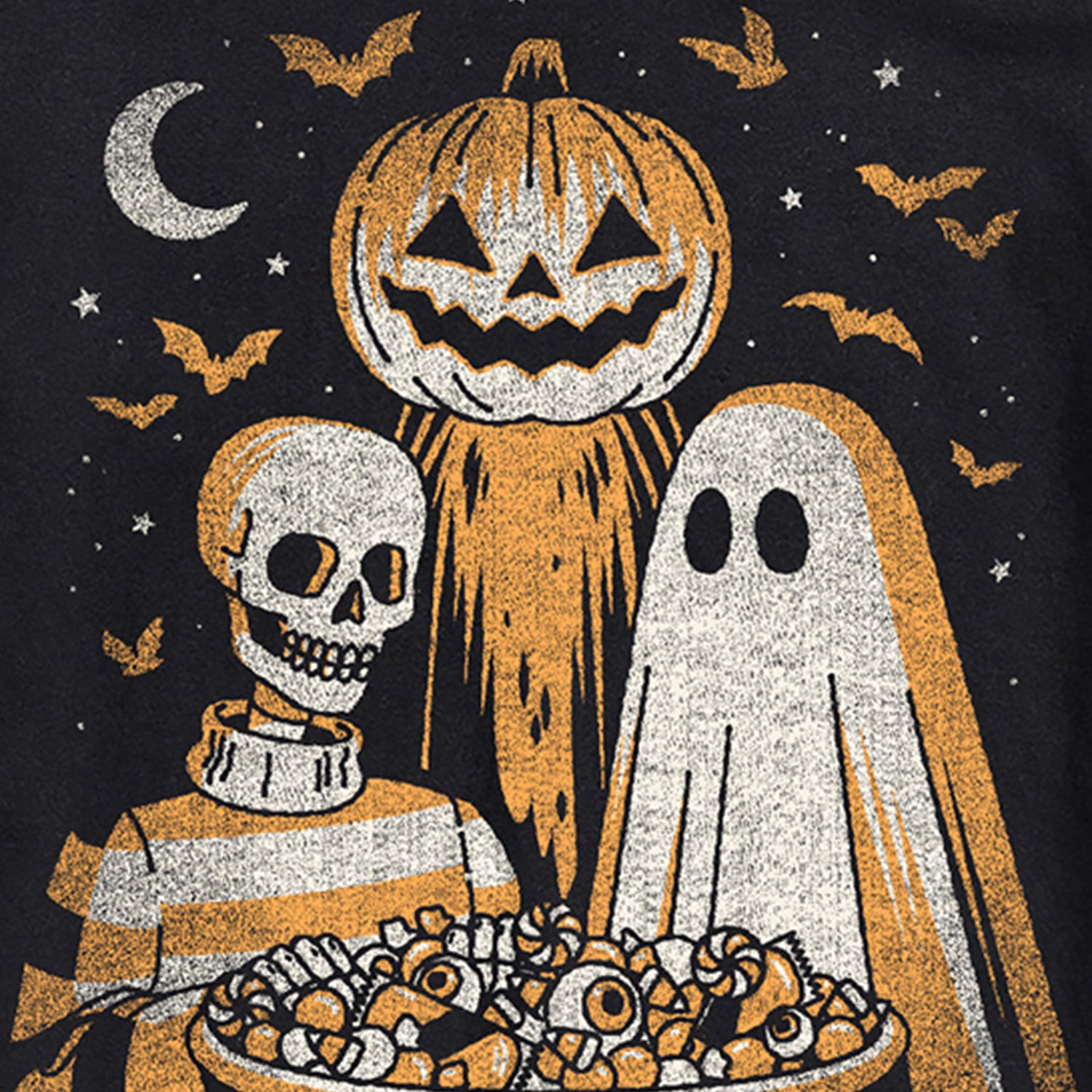 Halloween Skeleton Ghost Pumpkin Head Mens Crew Neck Short Sleeve Regular Fit Graphic T-Shirt