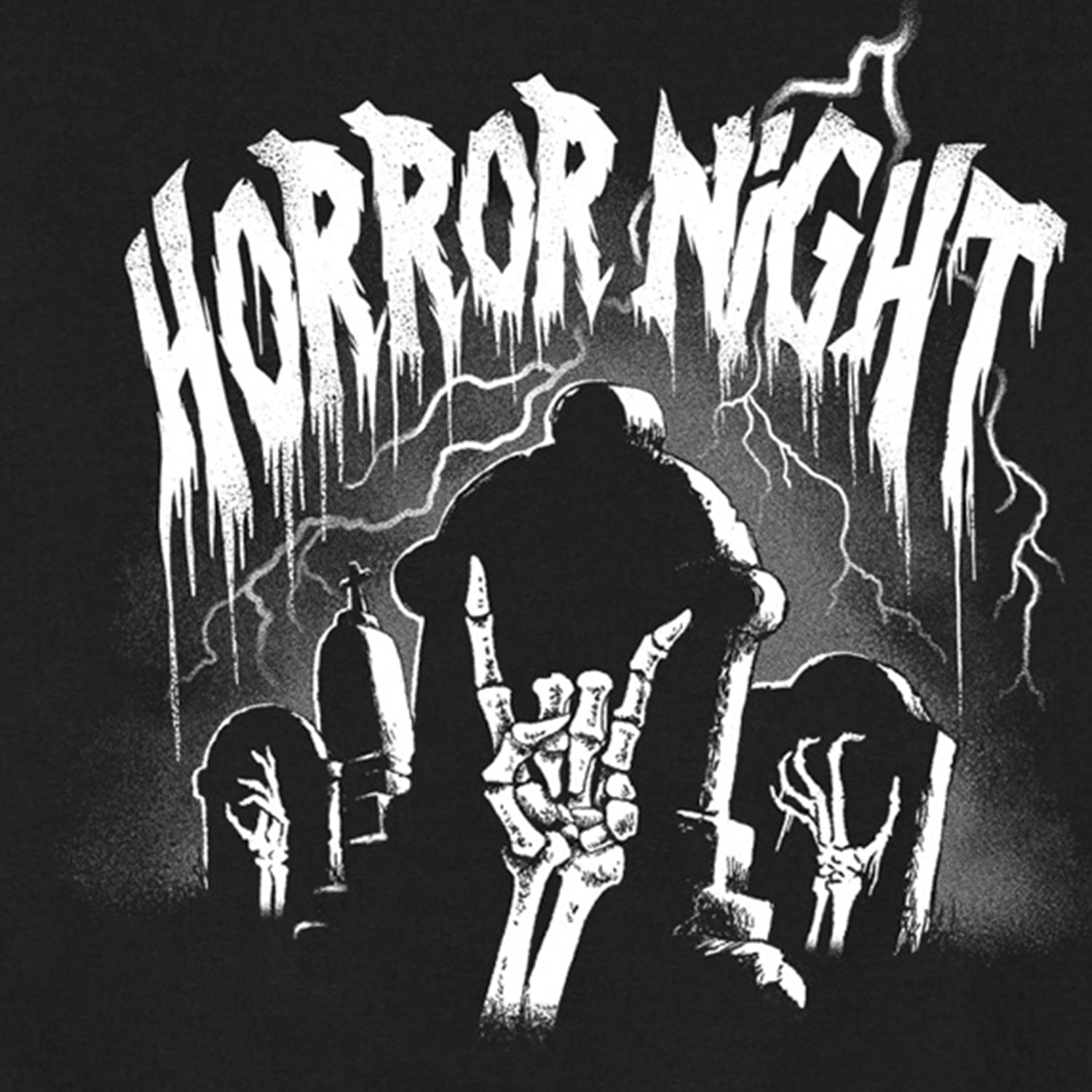 Horror Night Halloween Mens Crew Neck Long Sleeve Regular Fit Graphic T-Shirt