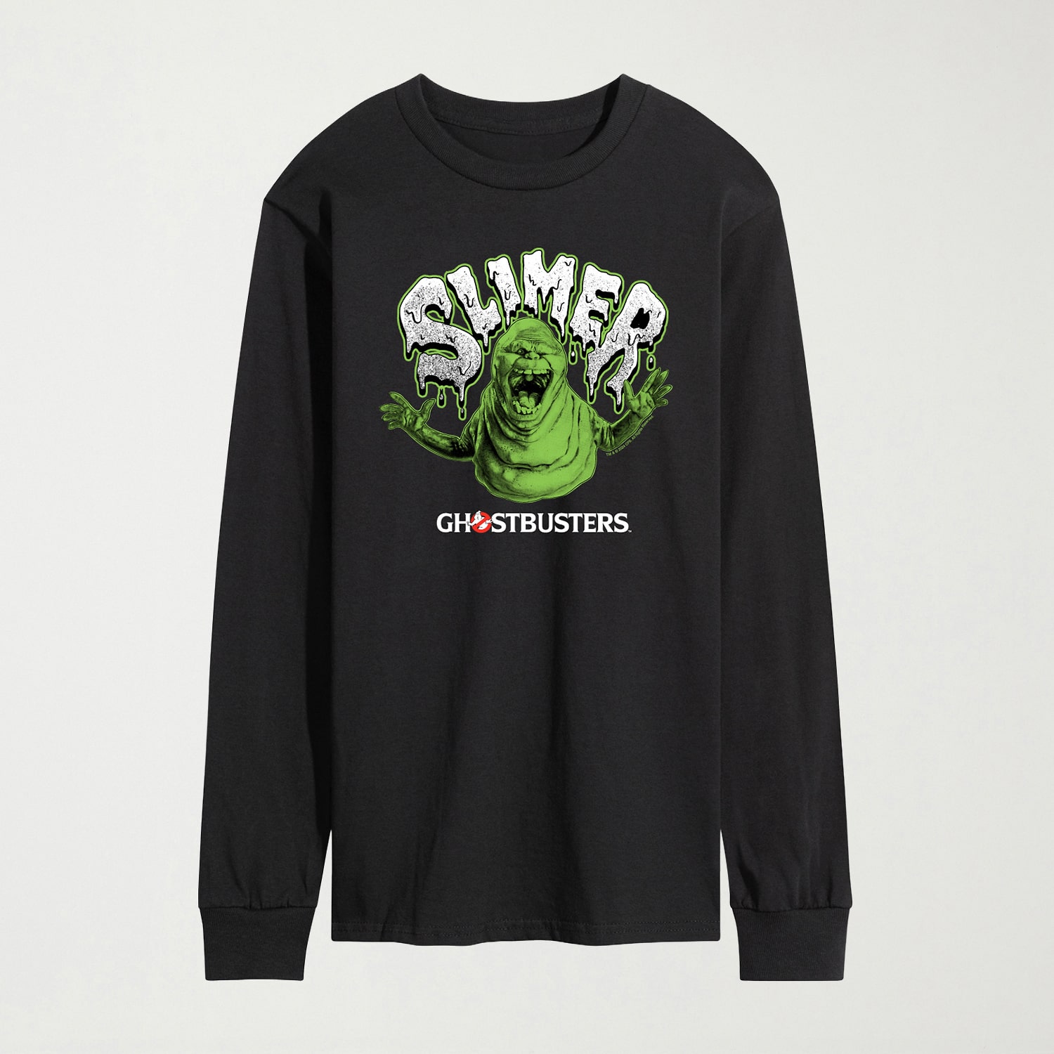 Ghostbusters Slimer Mens Crew Neck Long Sleeve Regular Fit Graphic T-Shirt