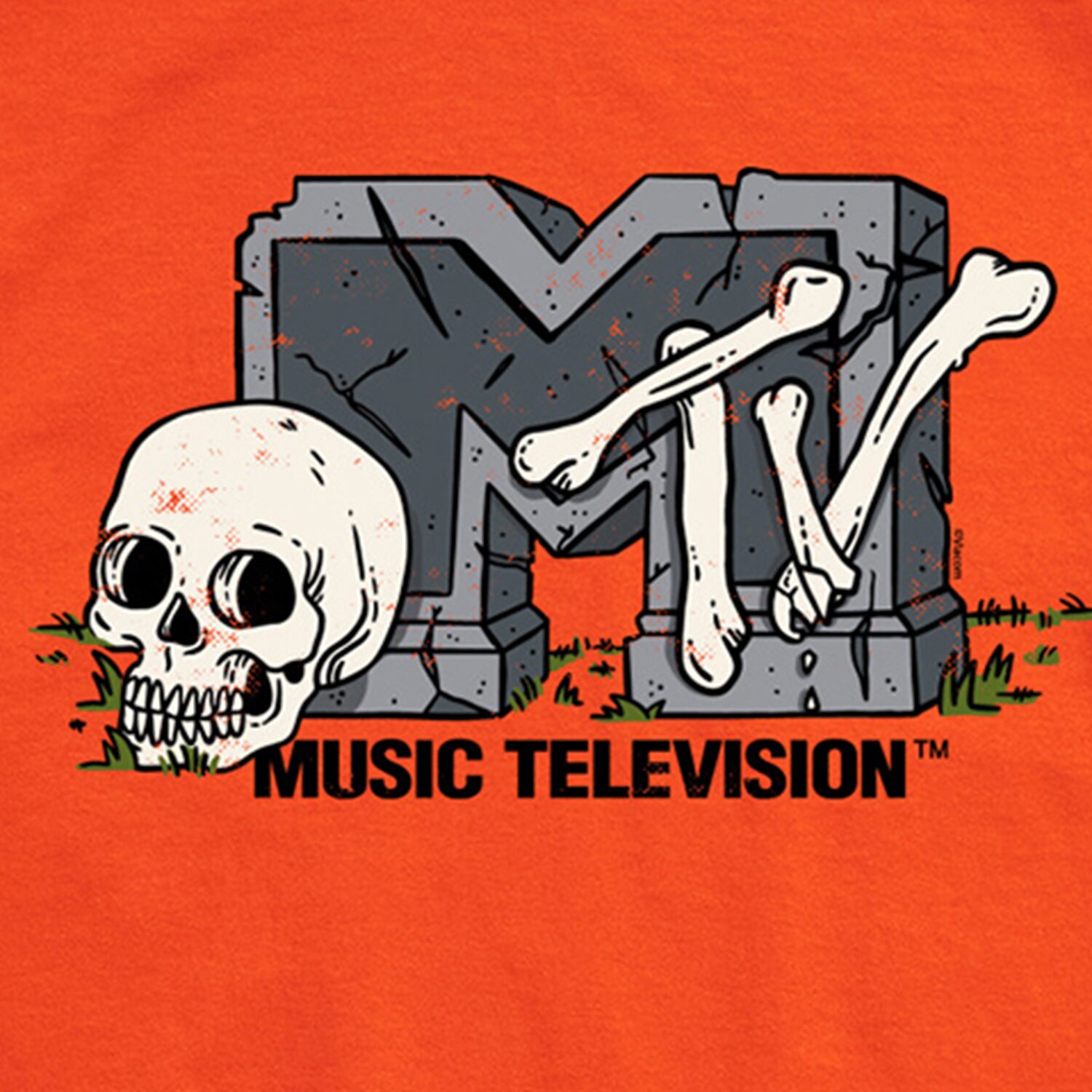 MTV Halloween Grave Mens Crew Neck Short Sleeve Regular Fit Graphic T-Shirt