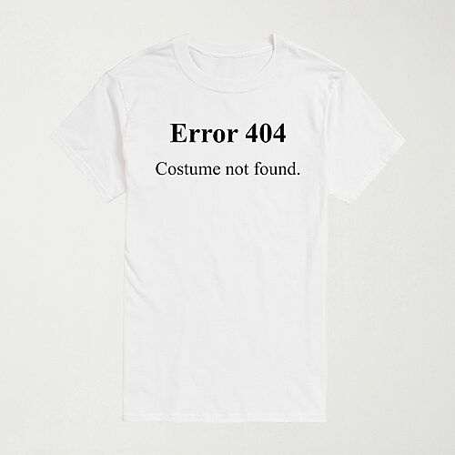 Error 404 Costume Not Found Mens Crew Neck Short Sleeve Regular Fit Graphic T-Shirt, Medium, White