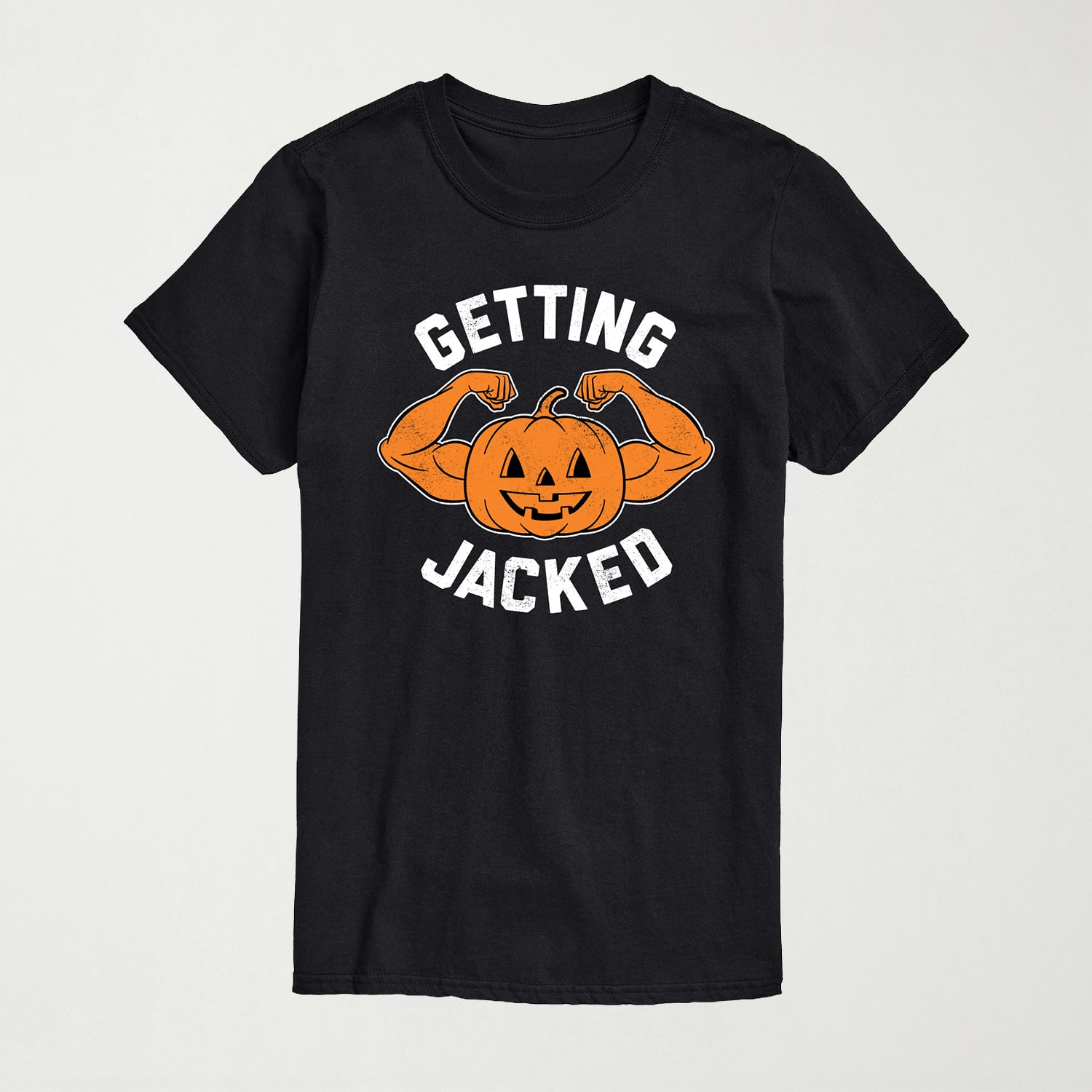 Getting Jacked Pumpkin Halloween Mens Crew Neck Short Sleeve Regular Fit Graphic T-Shirt