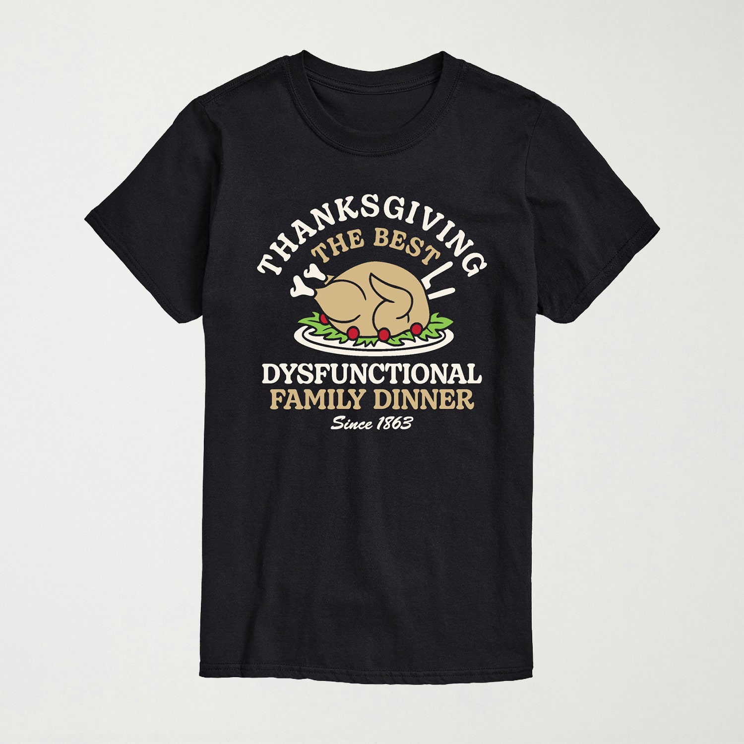 Thanksgiving Family Dinner Mens Crew Neck Short Sleeve Regular Fit Graphic T-Shirt