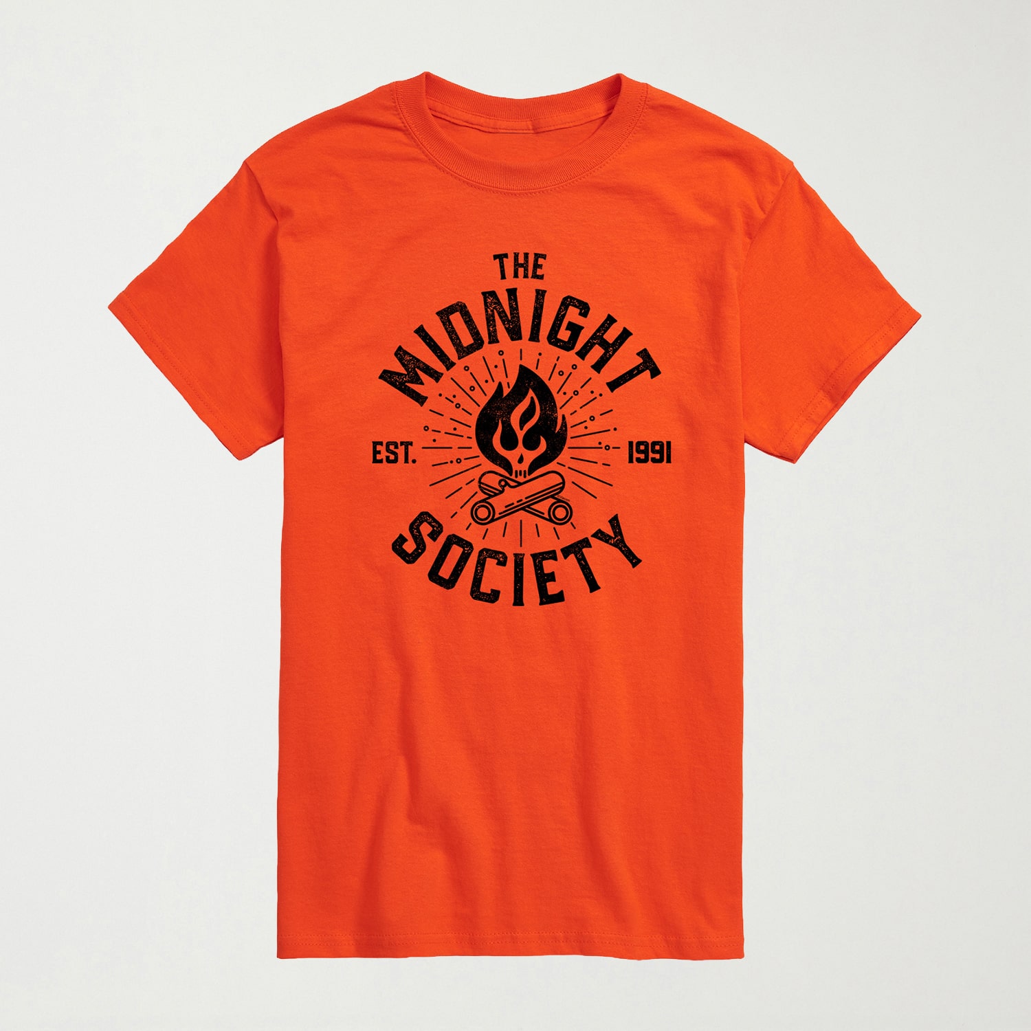 Midnight Society Member Halloween Mens Crew Neck Short Sleeve Regular Fit Graphic T-Shirt