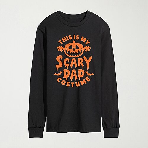 This Is My Scary Dad Costume Mens Crew Neck Long Sleeve Regular Fit Graphic T-Shirt, X-large, Black