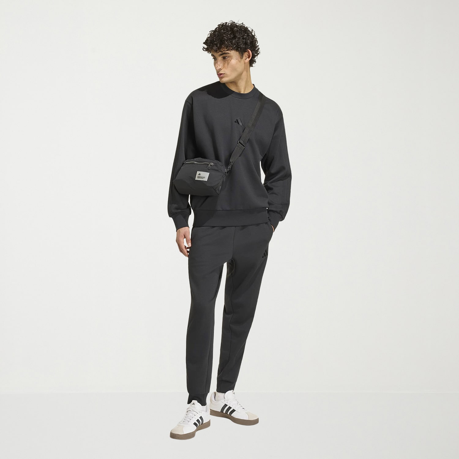 adidas Sweatpants3 Stripe Mens Cuffed Mid Rise Regular Fit Fleece Active Jogger Pant