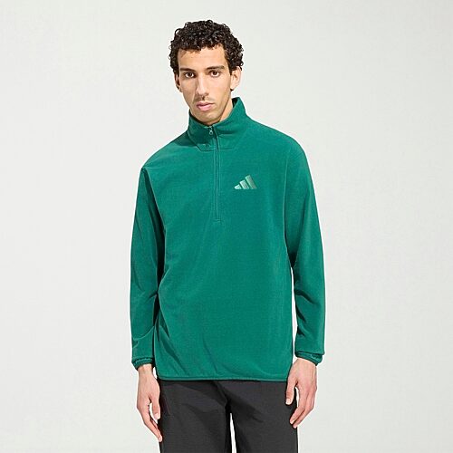 adidas Terrex Essentials Sweatshirt Mens Mock Neck Long Sleeve Active Quarter-Zip Pullover, Small, Green