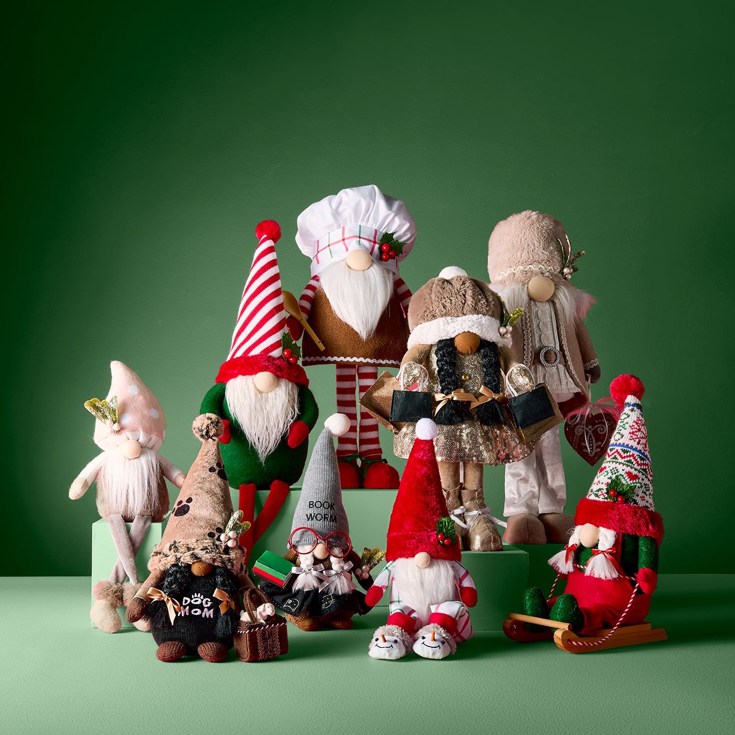 North Pole Trading Co. 15" Plaid Pjs Christmas Gnome